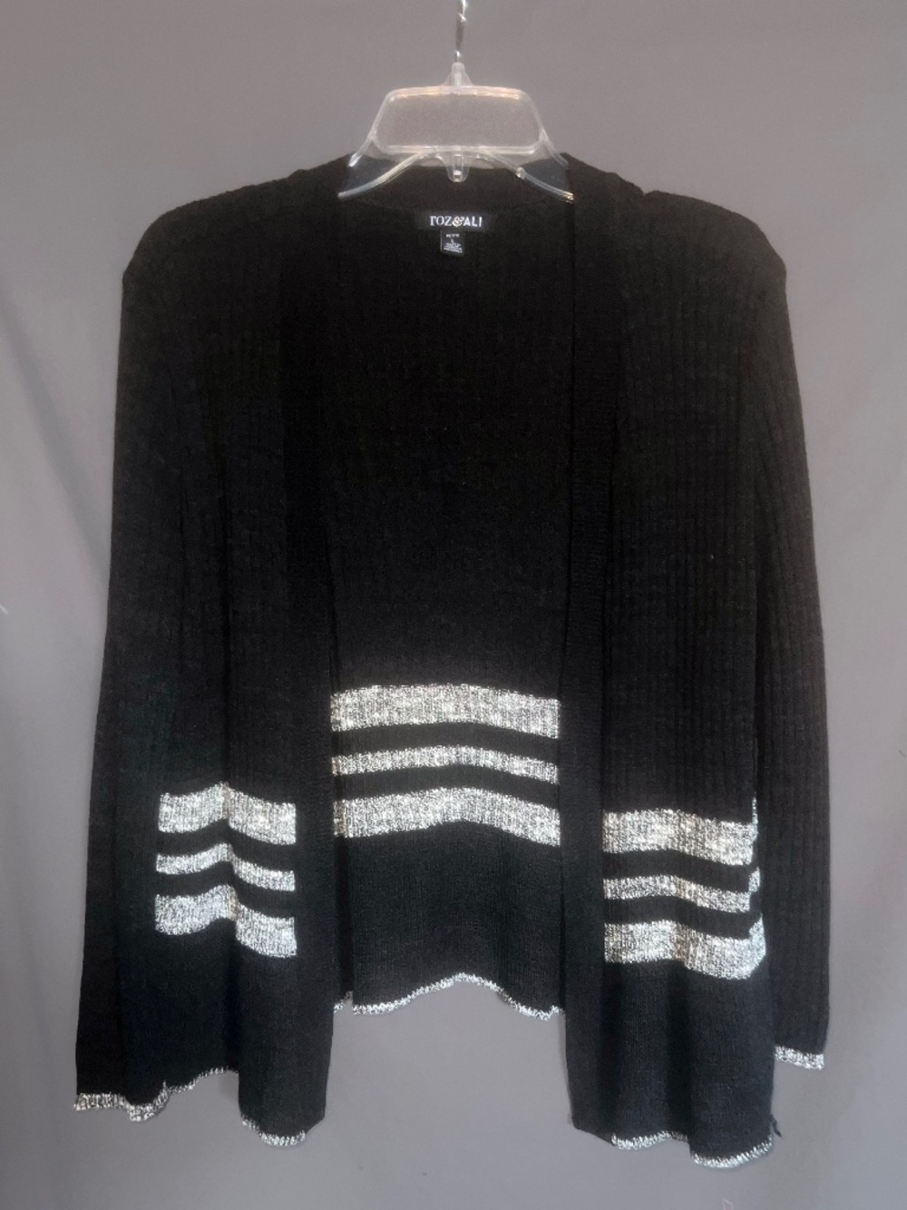 Roz & Ali Black & Silver Ribbed Shrug